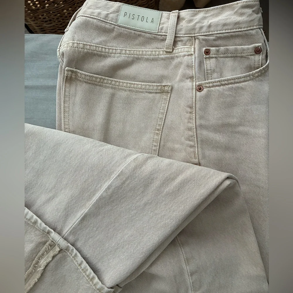 Pistola Ryder High-Rise Straight Leg Cuffed Jeans Oat color Size 27 - Picture 12 of 13